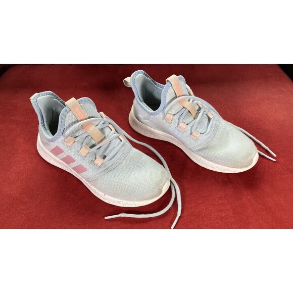 Adidas Cloud Foam Pure 2.0 Running Lace Up (Youth Size 2.5) • Blue/Pink • EUC - Picture 1 of 6